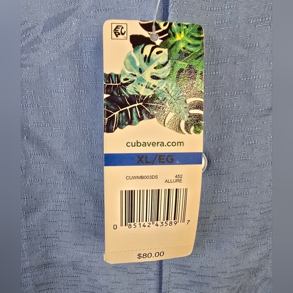 NWT Cubavera Blue Floral Mens Size XL Shortsleeve Button-down Shirt - Picture 5 of 7